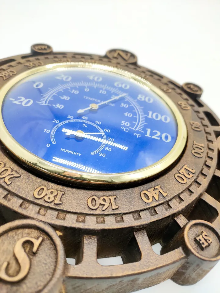Barometer Hygrometer Thermometer, Weather Station; Wooden wall decor, Rustic decor, Wooden clock, Wooden Carver Panel, carved wall art