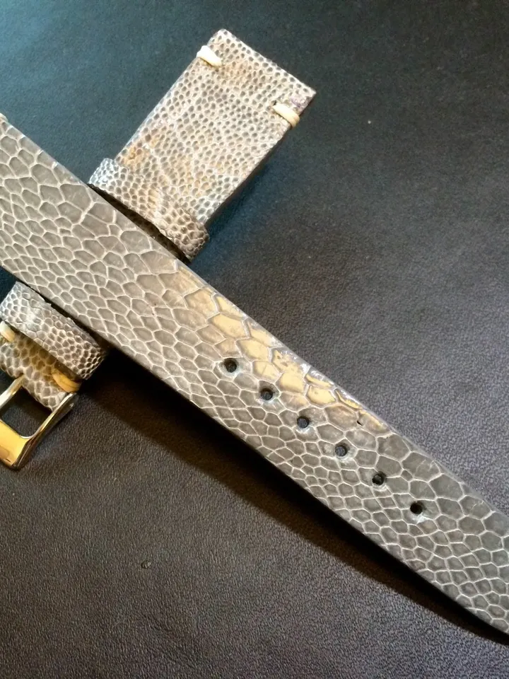 Real leather watch band, Vintage shiny grey Ostrich leg Leather  Strap, handmade watch strap, 18mm/19mm/20mm lug, 16mm buckle