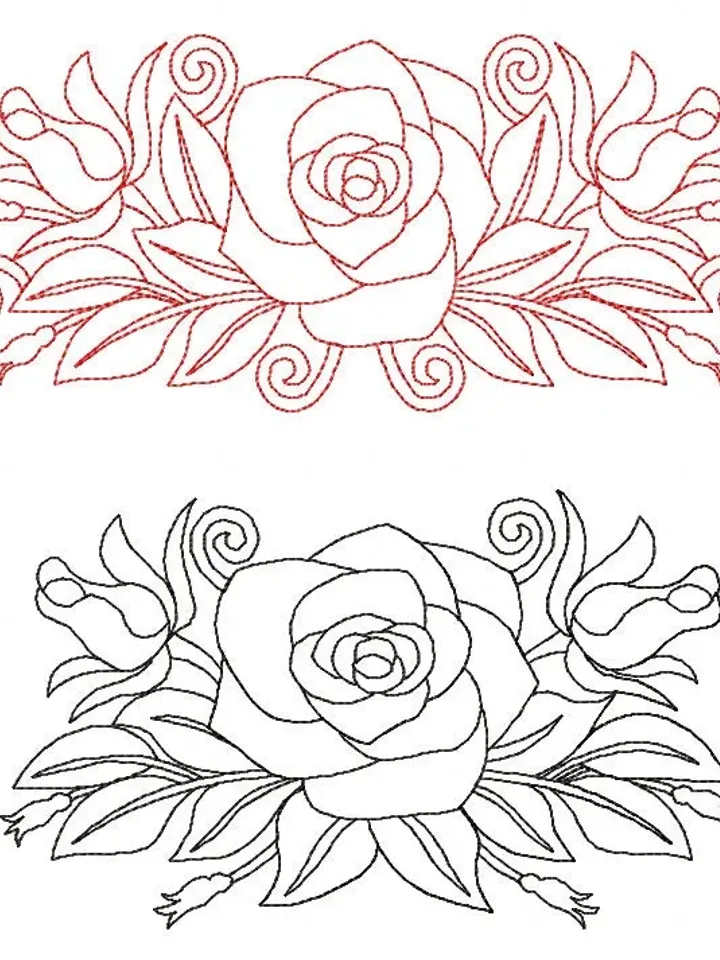Embroidery designs redwork. flower Machine embroidery design rose flower Bud Embroidery Design. set Embroidery Frame. Instant Download