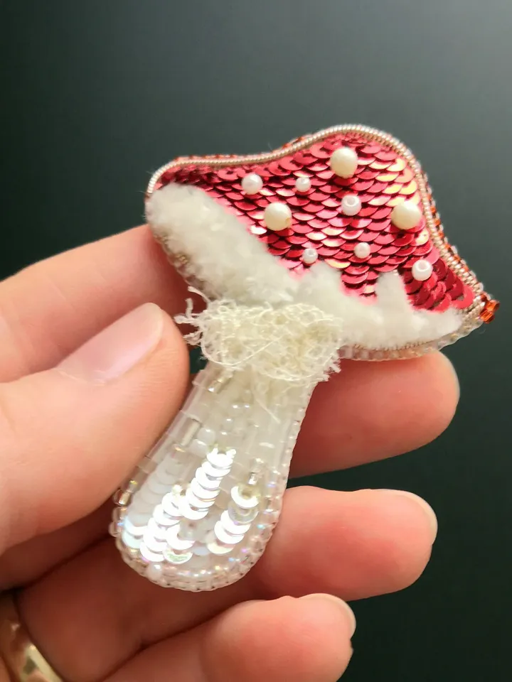 Fly Agaric Brooch Mushroom Brooch beaded brooch