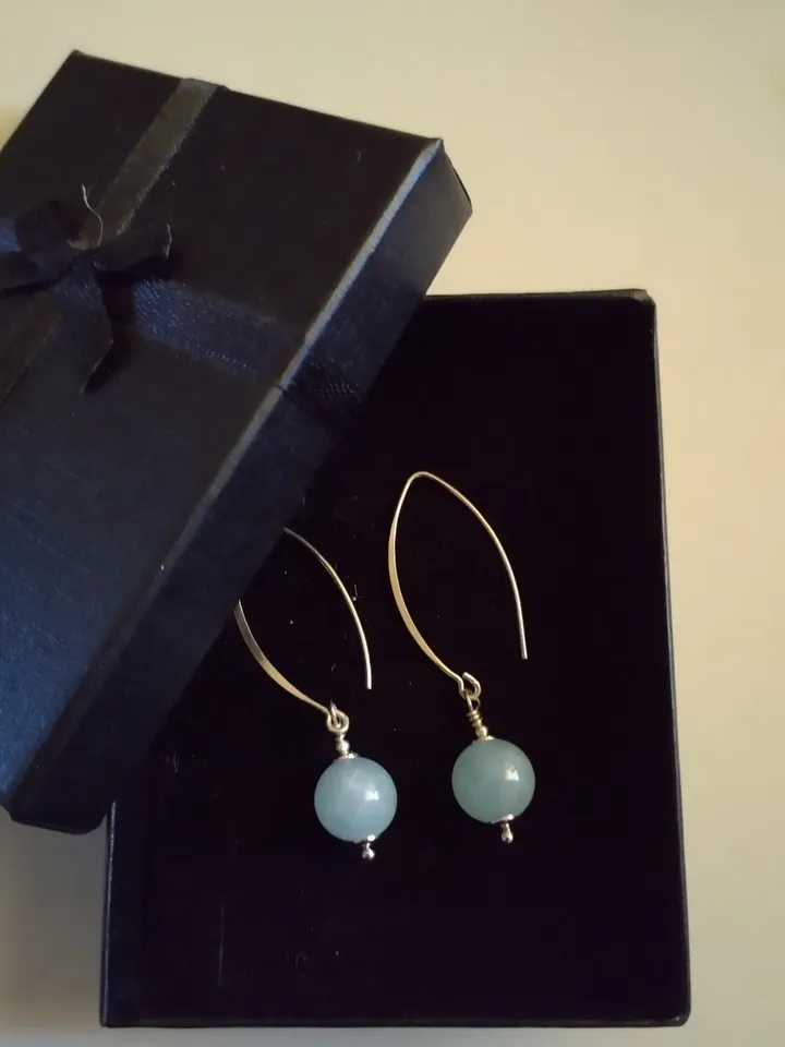 Sterling silver earrings with agate aquamarine green aventurine pearl