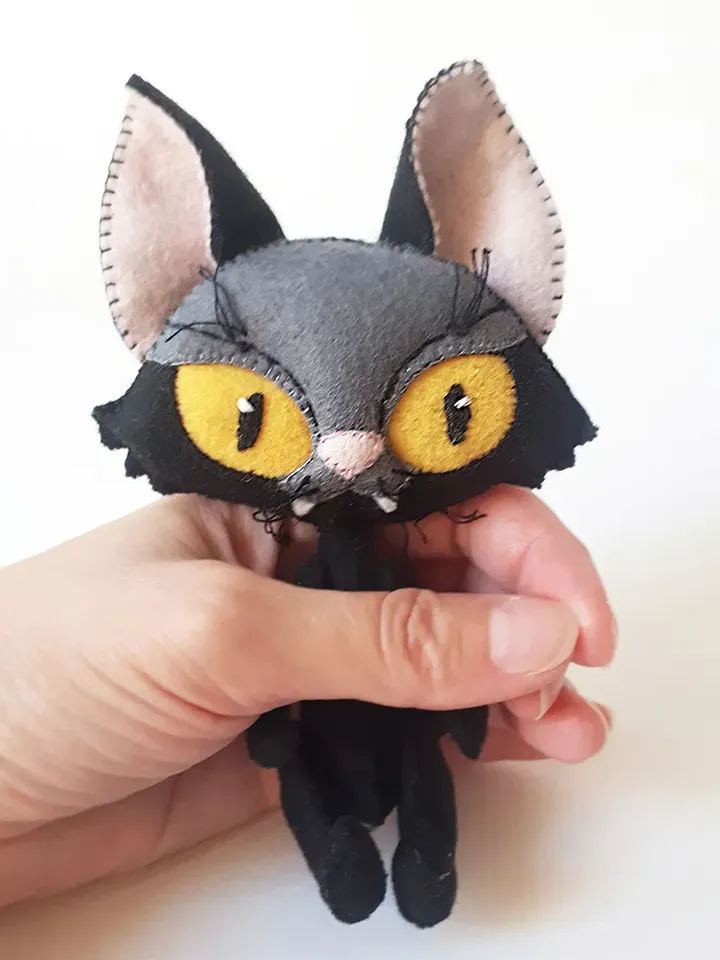 Black cat Halloween lights decoration , jack o lantern home decor felt pattern , black cat pumpkin tiered tray decor