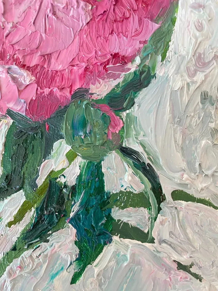 Pink Peony original painting flower small art