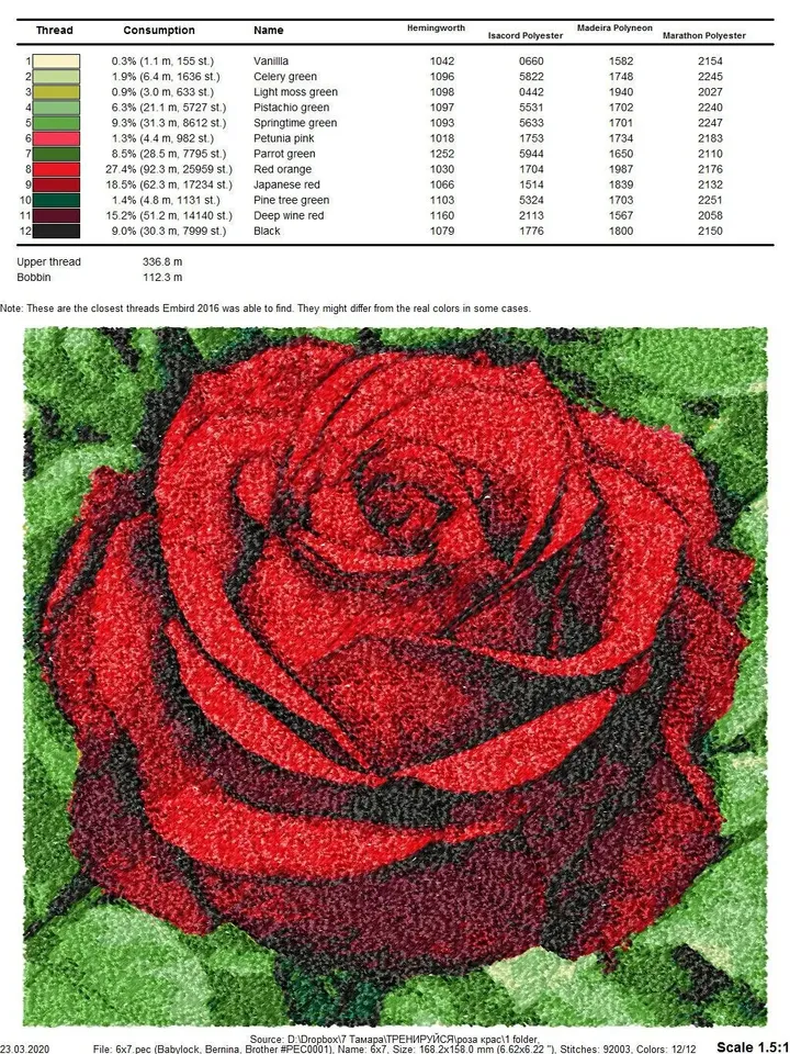 Rose embroidery designs Photo stitch flower Embroidery file