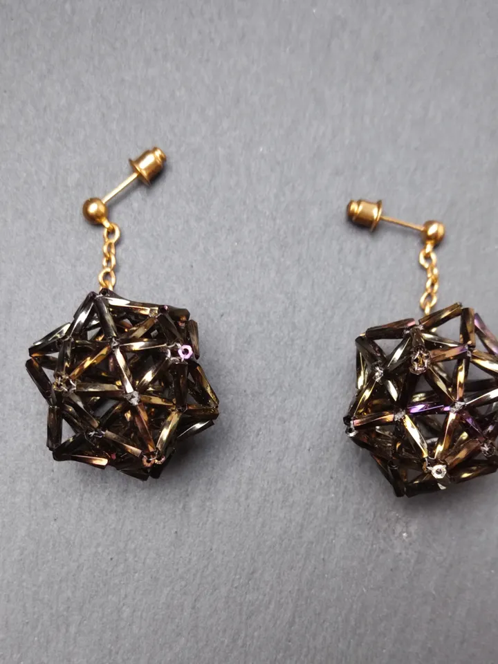 Earrings geometric beaded shiny light large voluminous sparkling light