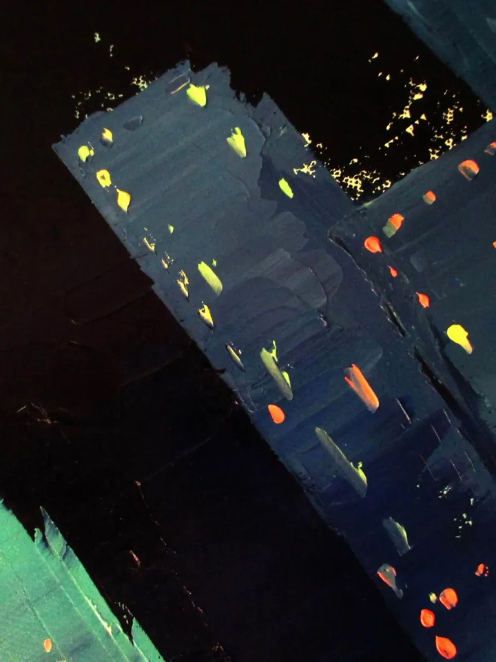 Cyberpunk Painting "MALACHITE NIGHT" Original Oil Painting on Canvas, Modern City Original Art by "Walperion Paintings"