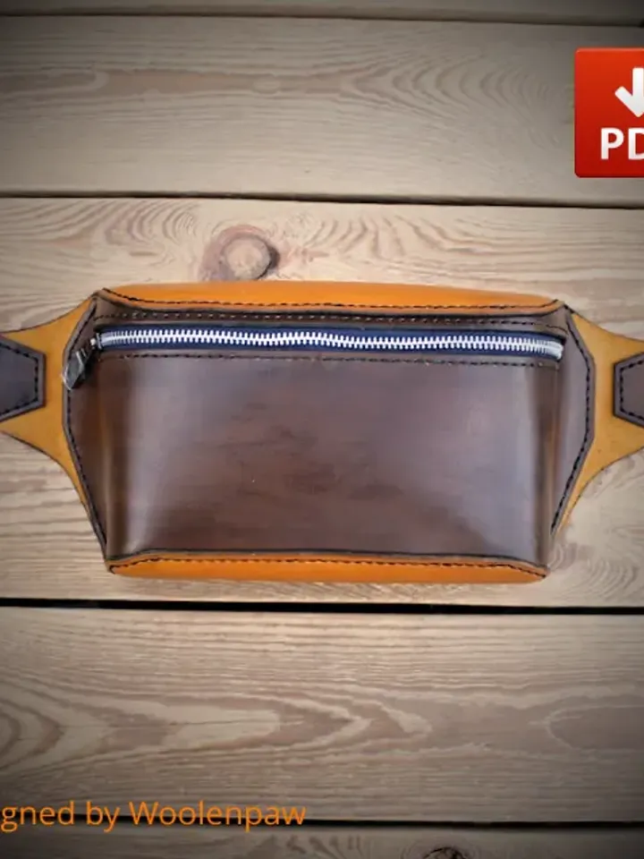 Leather pattern - waist bag / banana bag / fanny pack / bum bag.BG2