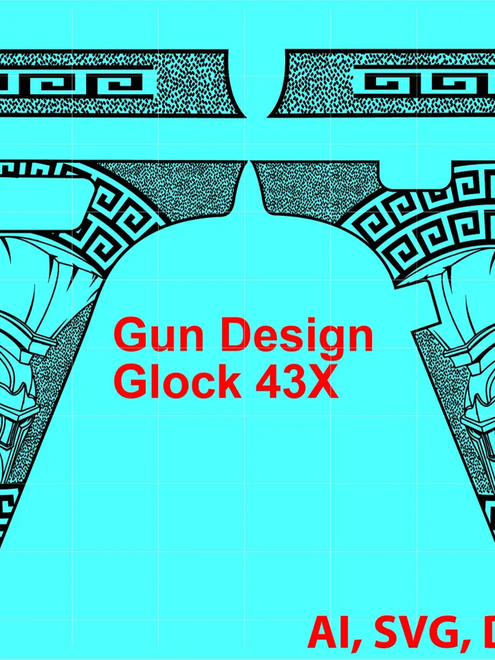 Glock 43X Gun Design, Custom, Ai, Vector, SVG, DXF, PNG, Digital, Vector line art, Ai