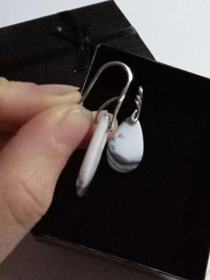 Sterling silver and dendrite earrings