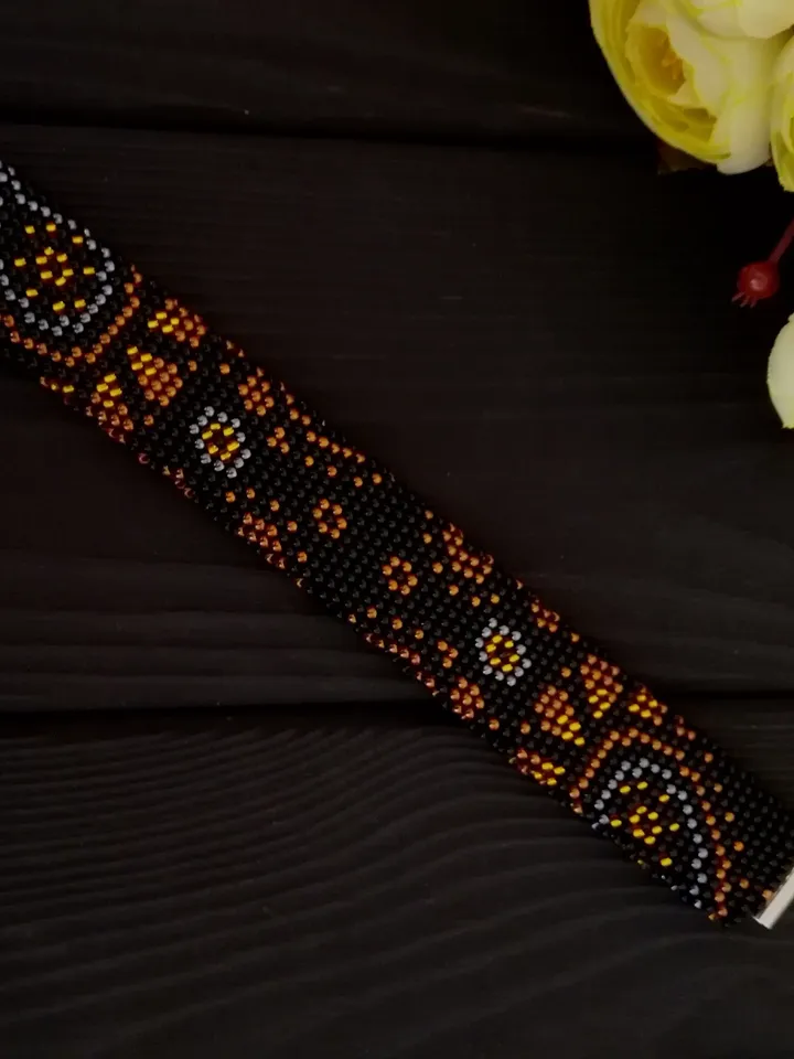 Glass Seed Bead Crochet Bracelet , Beaded Bracelet , Destash Crochet Bead Jewely