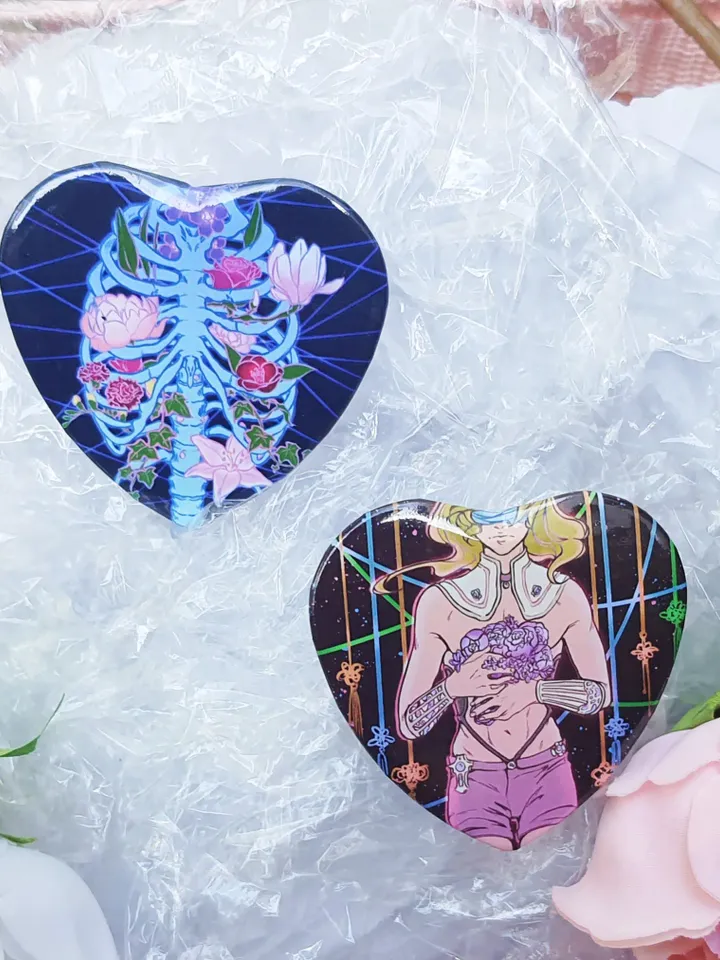 Button Heart Shaped | Carpe Diem Memento Mori | Badge | Decora | Gothic Lolita Style | ita-bag | decoration ita-bag | button flowers