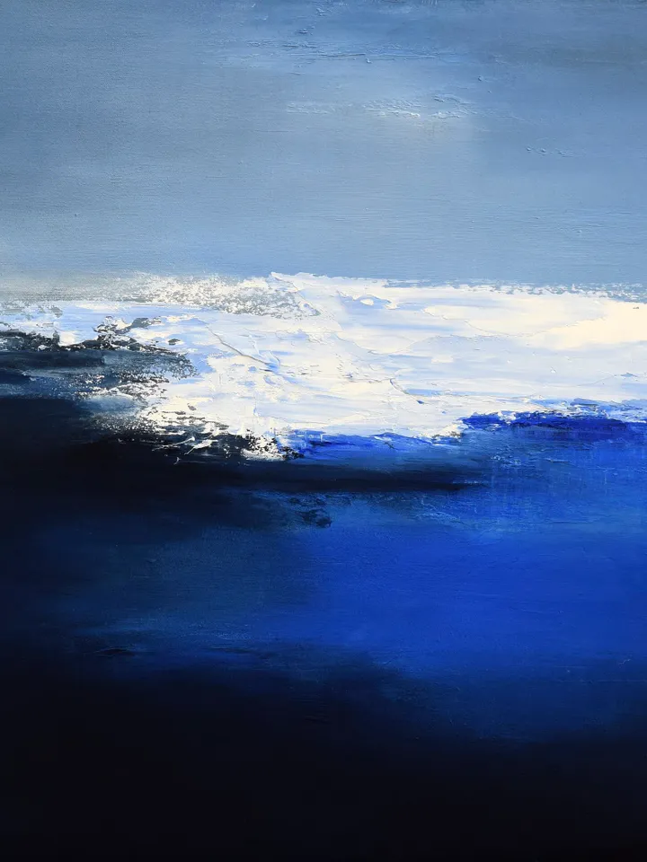 Custom painting from Photo, Extra large painting, Marine Landscape Artwork, Oil painting, Abstract landscape painting, indigo wall art