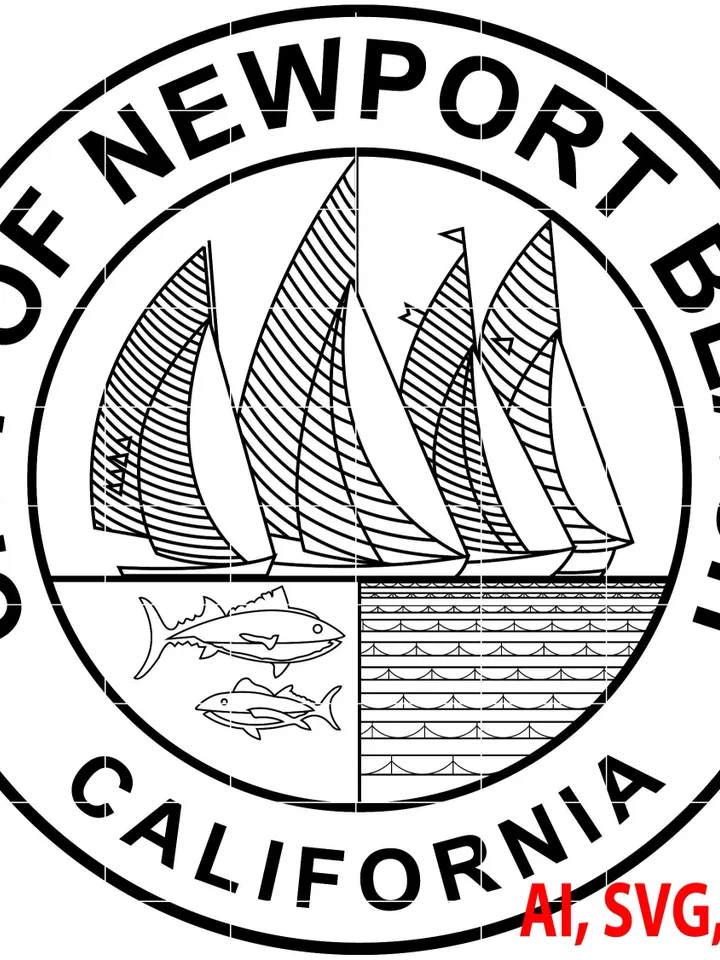 Logo City of Newport Beach California Badge, Logo, Seal, Custom, Ai, Vector, SVG, DXF, PNG, Digital