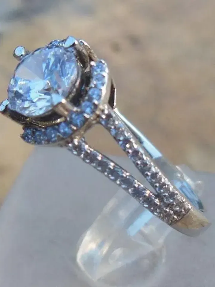 Solid 14K White Gold 6MM Round Fashion Semi Mount Ring / Diamond Ring / Engagement Ring