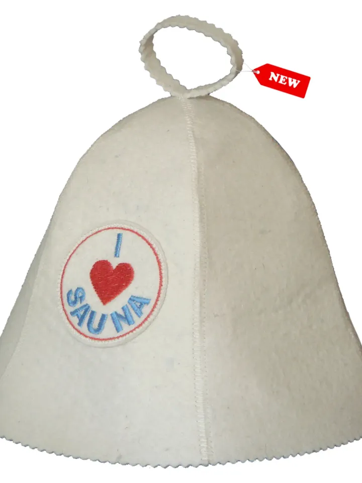 Wool Sauna Hat White I Love Sauna