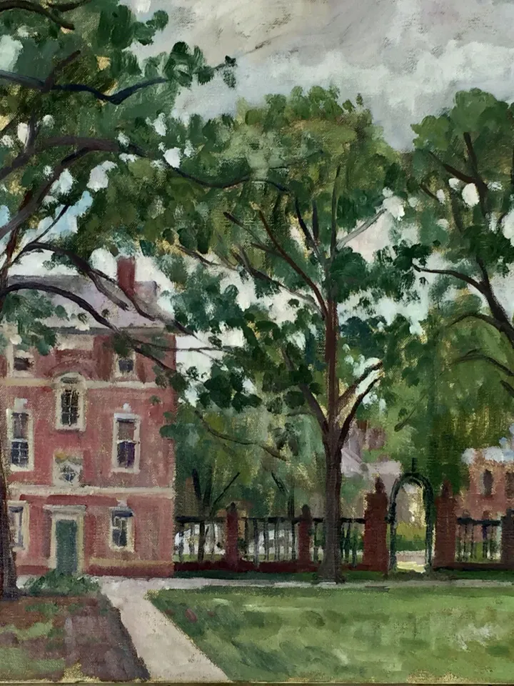 Large Original Landscape Painting - Overcast/Williams College/Sage Hall- 16x24 Oil on Linen, Signed Plein Air Impressionist Fine Art