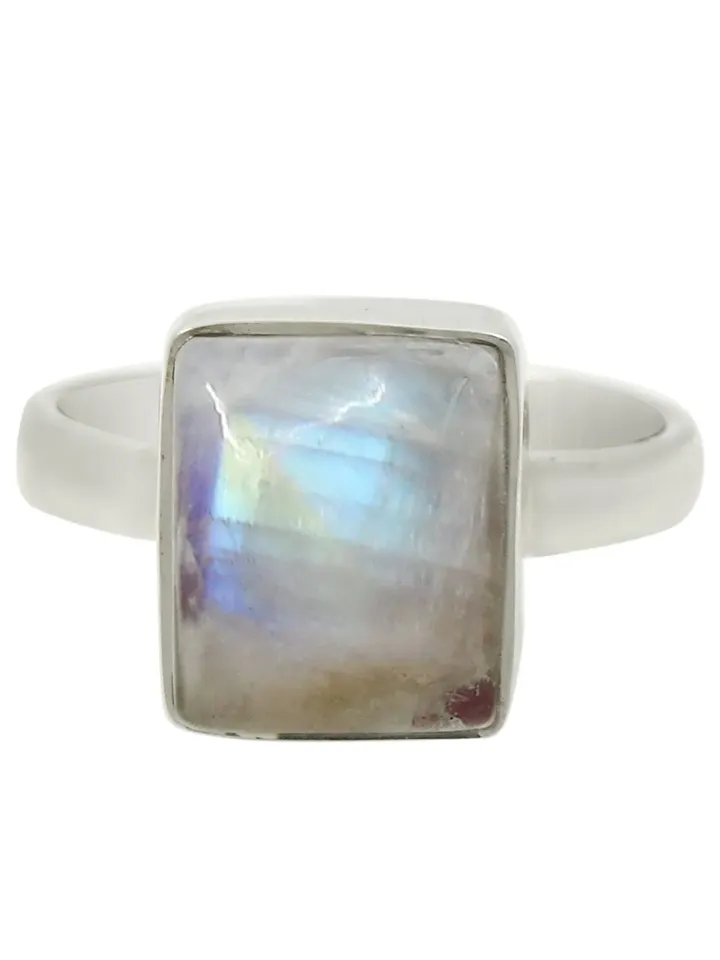 Natural Rainbow Moonstone Ring, 925 Silver Ring, Statement Ring, Cushion Ring, Dainty Ring, Birthstone Ring, Midi Ring, Moonstone Jewelry