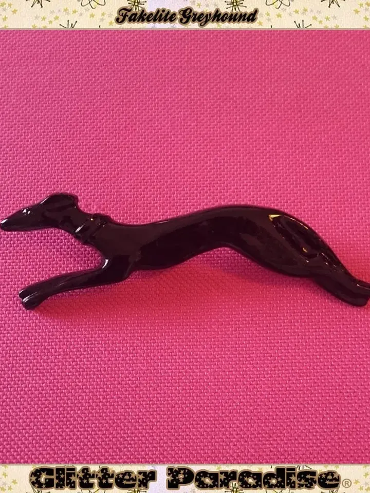 Fakelite Greyhound - Brooch - Racing Greyhound - Levrier - Fakelite - Dog Brooch - Novelty Brooch - Retro - Mid Century - Glitter Paradise®