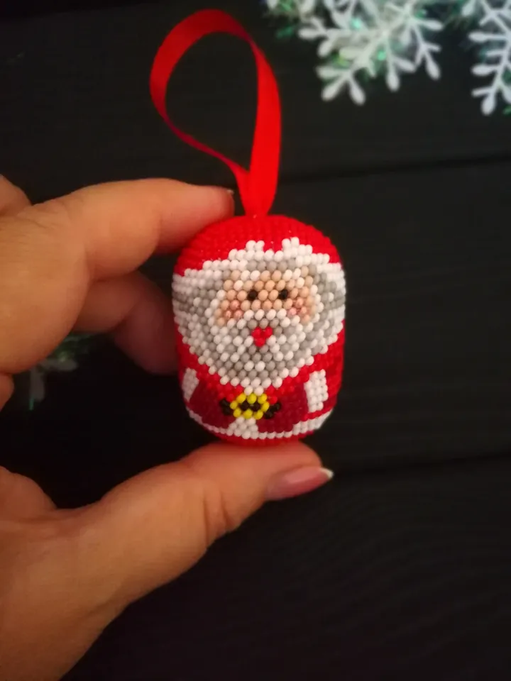 PDF PATTERN Bead ball toy for Christmas tree , Santa figurine , Santa Claus with christmas tree , santa claus beaded