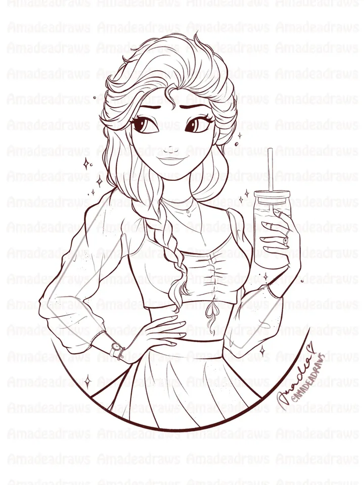 Modern Princesses Coloring Book/Digital/Instant Download
