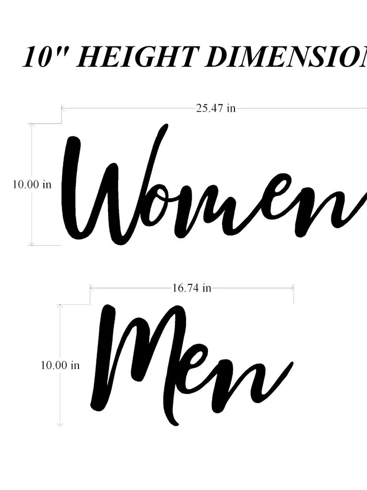 Men Women Restroom Sign, Metal Word Sign, Restaurant Restroom Decor, Public Bathroom sign,