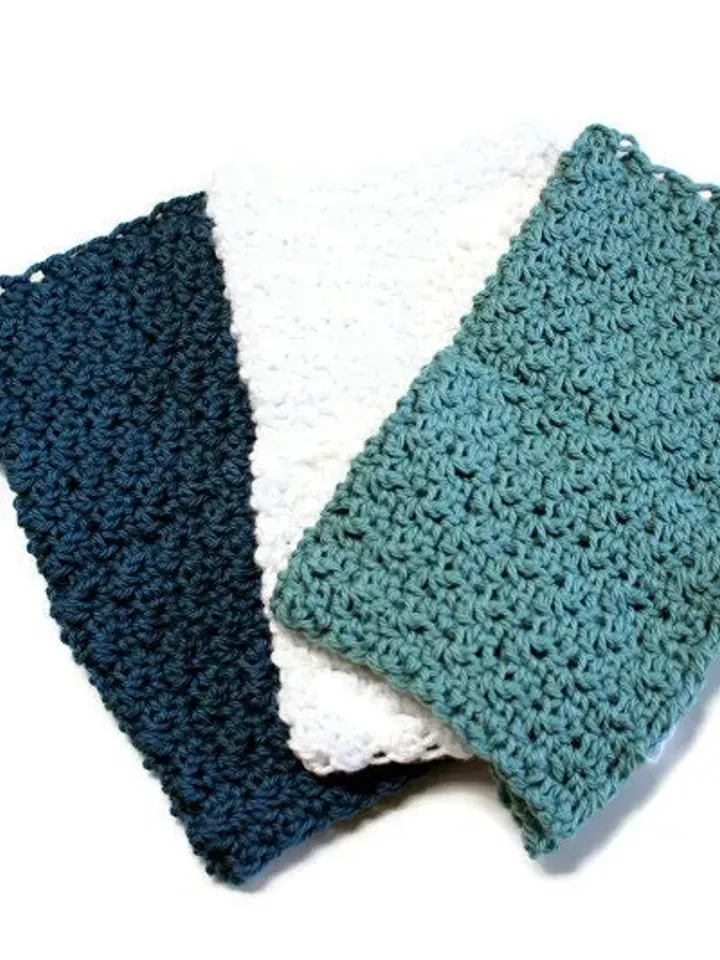 Crochet Washcloth Set, Dishrags for Wedding Gifts, New Home Décor, Bridal Shower Gift Ideas, Gifts for Her, Mother's Day Items, Set of Three