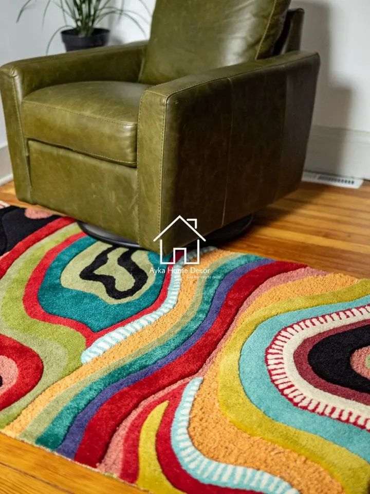 Ayka Handmade Multi Color Tufted 100% Fine wool Trending carpets and rugs for Living Room and for kids room /
