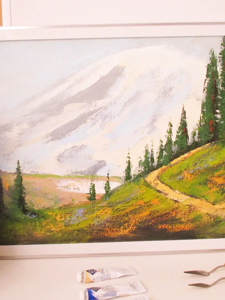 Mount Rainier Painting "SUMMER SNOW ON Mt RAINIER" Painting on Canvas Original Art by "Walperion Paintings"