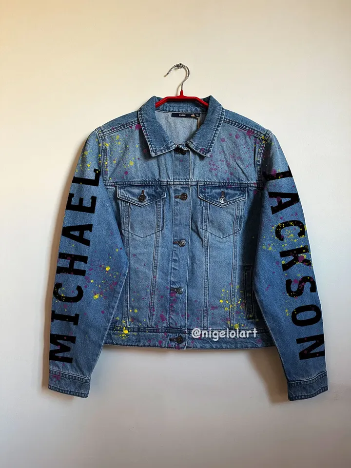 Michael Jackson Painted denim jacket Custom gifts Jean jacket blue denim jacket King of pop mj jacket dangerous