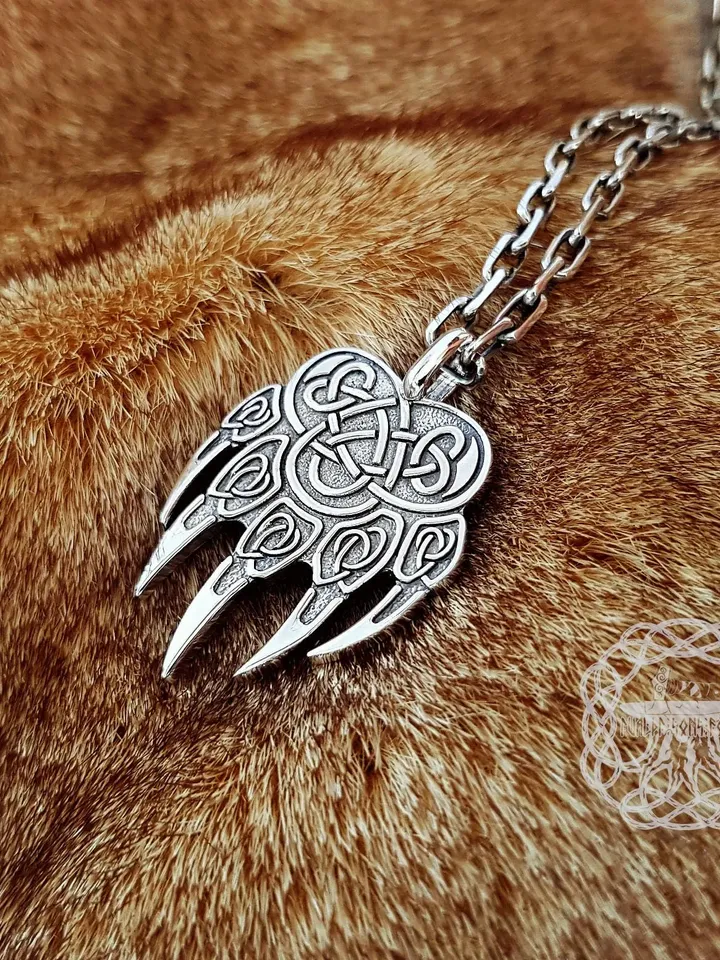 Berserker Pendant, Bear Paw Pendant, Impress of Veles, Bear Paw, Sterling Silver Bear Paw, Warding Veles Pendant, Viking Jewelry