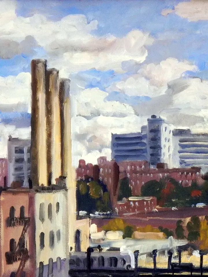 New York City Landscape -Bronx View/Inwood/NYC- 16x20 Oil on Canvas, Plein Air Impressionist Fine Art, Signed Original Cityscape