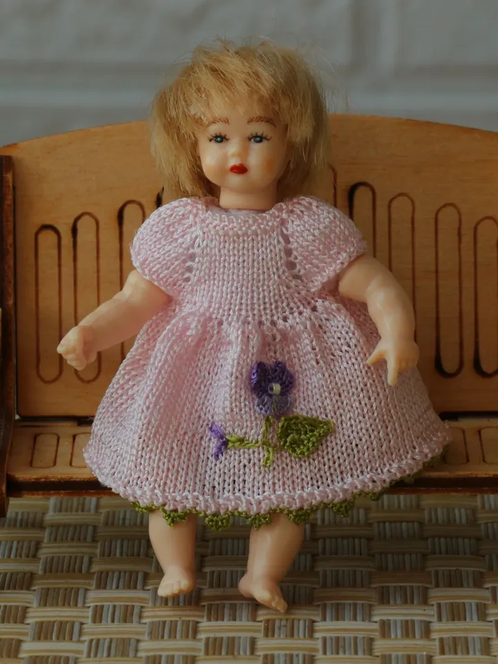 Miniature dress for a Heidi Ott toddler doll. Dress for a doll 2, 75 inches tall.