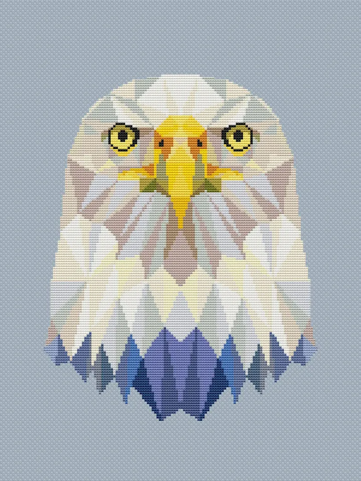 Geometric Eagle Cross Stitch Pattern, Modern Cross Stitch, Geometric Animals Cross Stitch Pattern PDF