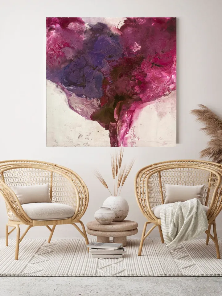 Extra Large Square Painting Pink, Fluid Abstract Painting Pink, Original Abstract Pink on Canvas, Fluid Textured Wall Art, Flui Art
