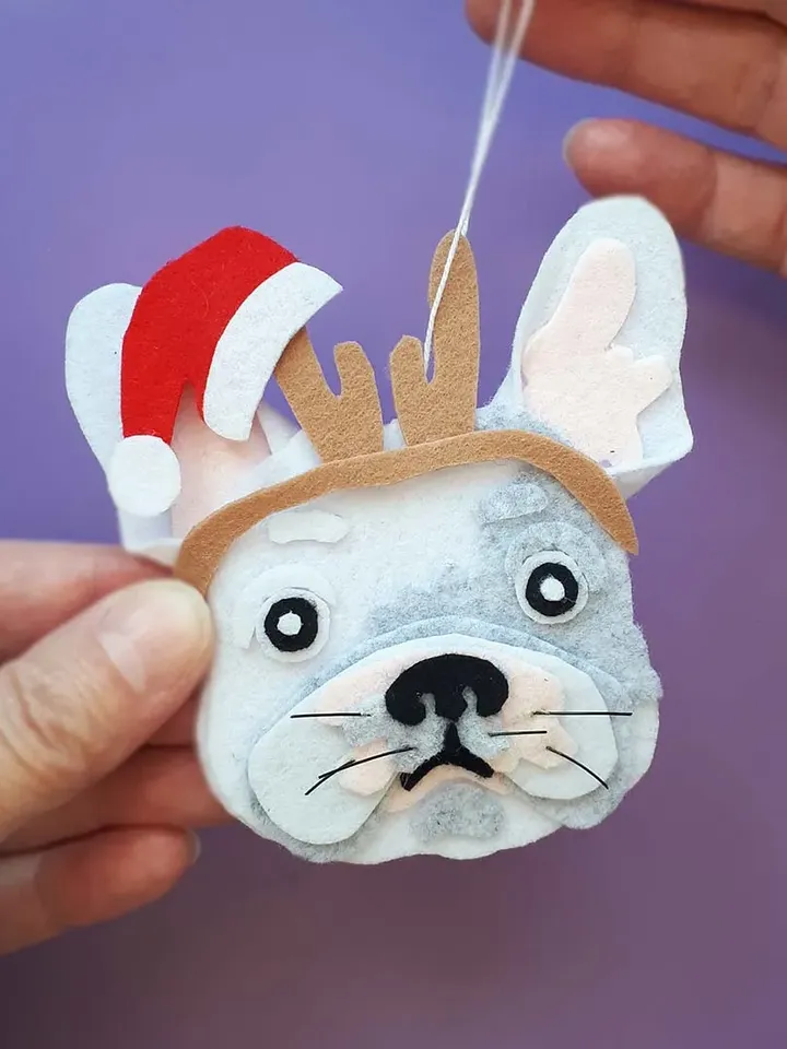 Bulldog Christmas ornaments felt pattern , Animals svg files cricut, Gifts dog lovers, Advent Calendar, Stocking Stuffer