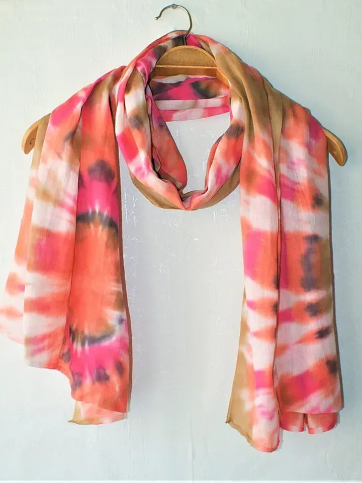 Cotton scarf Orange long tie dye scarf Handmade gift mother's day Tie dye scarf