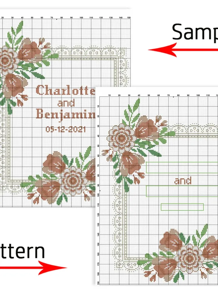 DIY. Wedding cross stitch pattern. Anniversary Cross stitch pattern.