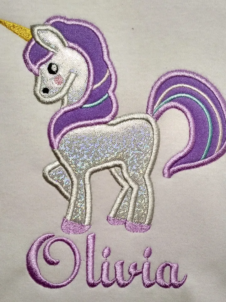 Unicorn girl rainbow shirt Design Applique for Machine Embroidery