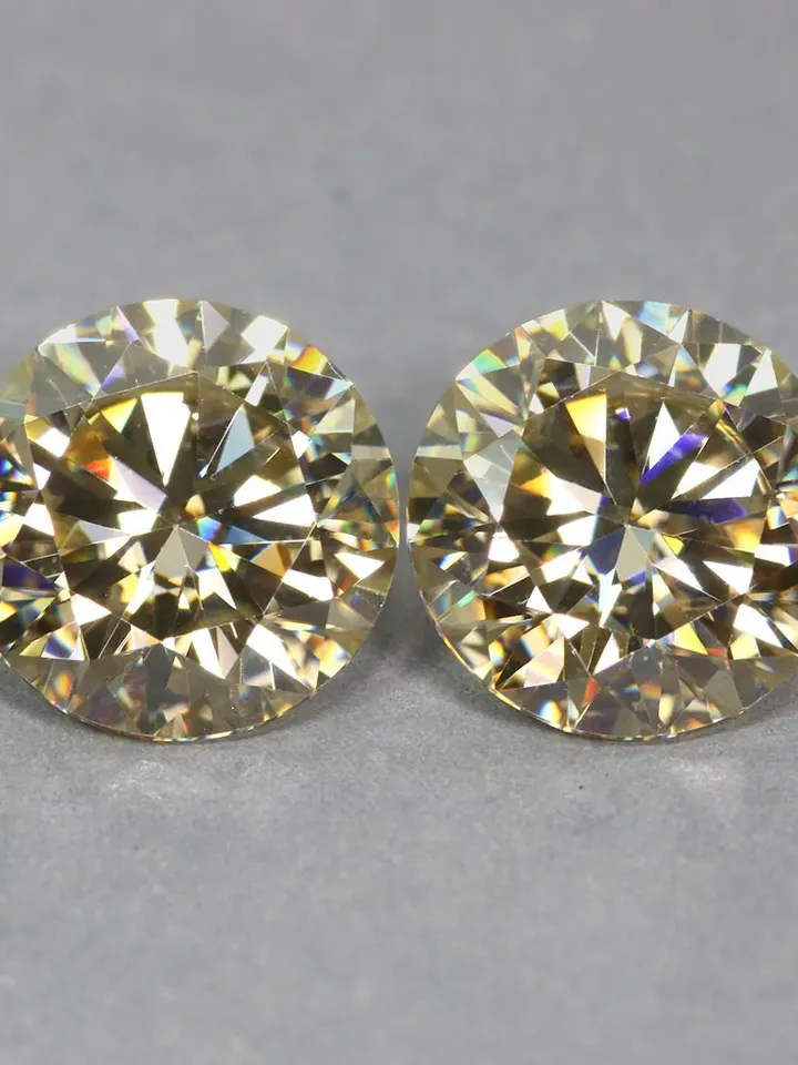 6.97 CT Impressive ! Rare Golden Yellow Pair Moissanite With Excellent Round Cut