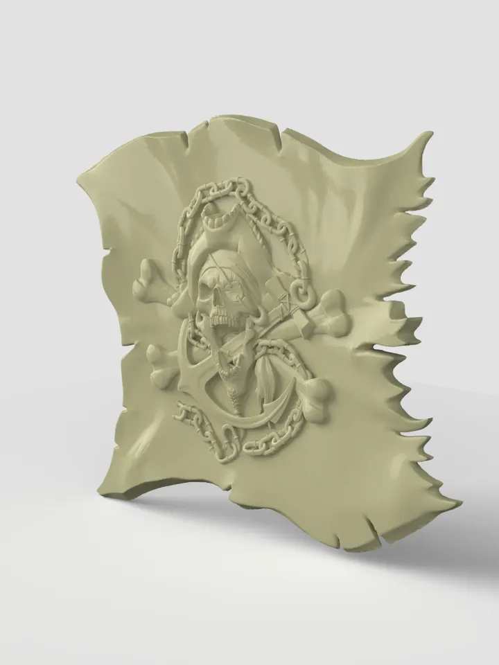 3D Model STL CNC Router file 3dprintable Pirate Flag
