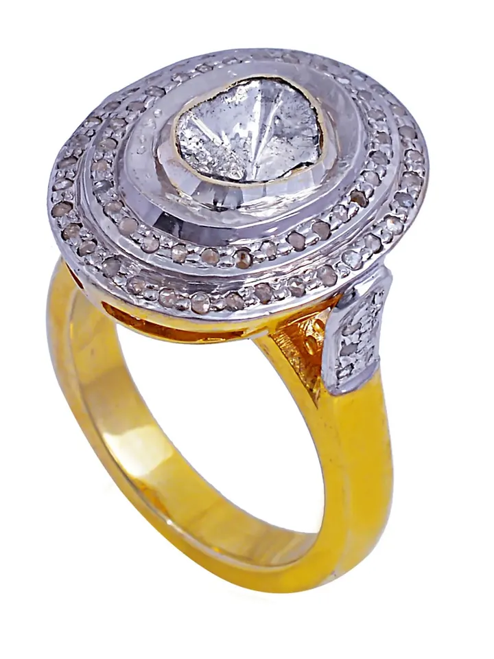 Natural Polki Diamond Ring, Pave Diamond Ring, Engagement Ring, Sterling Silver Ring, Rose Cut Diamond Ring, Bridal Ring, Polki Ring