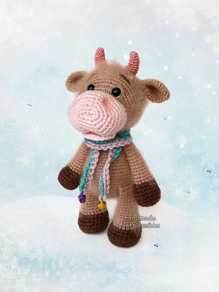 Soft toy Young Bull, Crochet Wool Bull, Buffalo toy, Baby gift Farm animal, Fluffy bull, Souvenir Bull toy