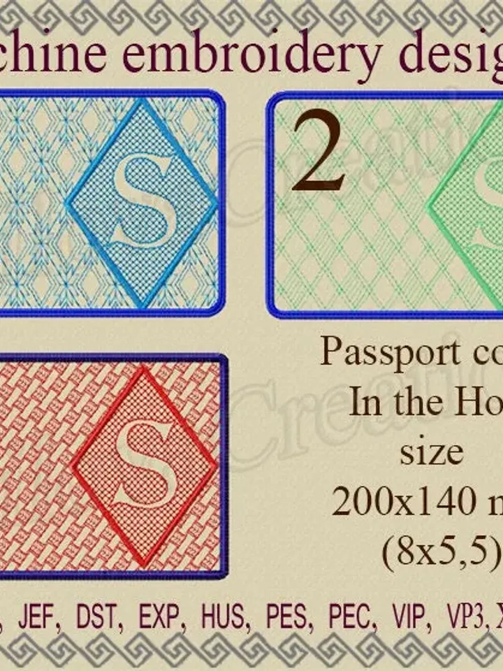 S Passport cover In the Hoop  embroidery designs trapunto Machine  embroidery  design ITH