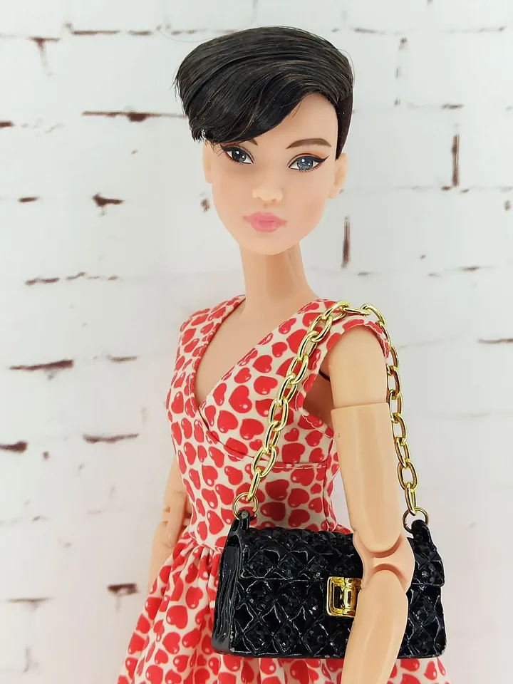 Summer dress with red hearts for Barbie Doll (Petit)