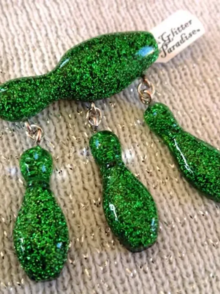 Confetti Lucite Bowling Skittles Green