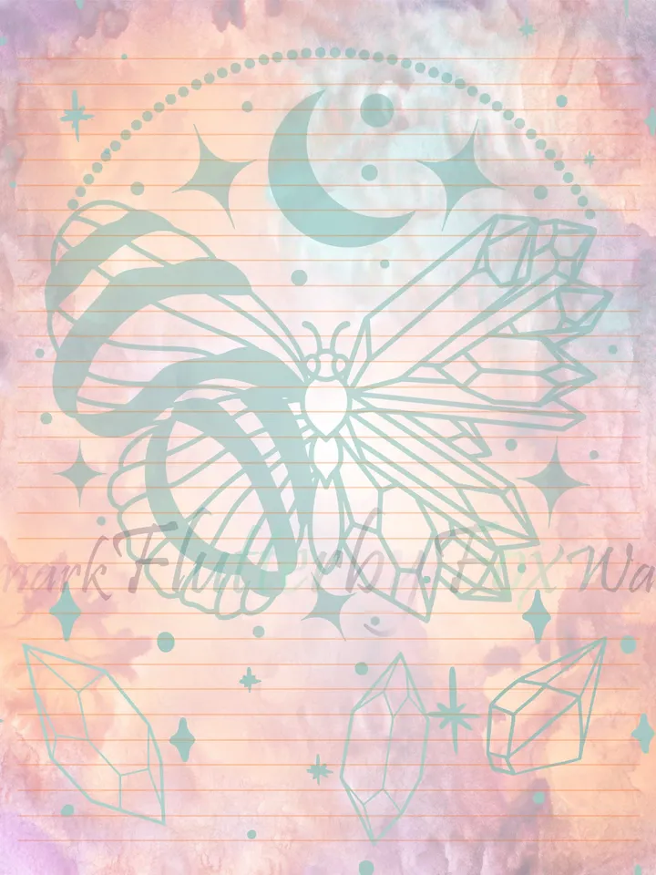 Gemstone Butterfly Stationery Paper | Butterfly Writing Paper | Witchy Stationery | Gemstone Page | Crystal Letter Paper | Orange Paper Set