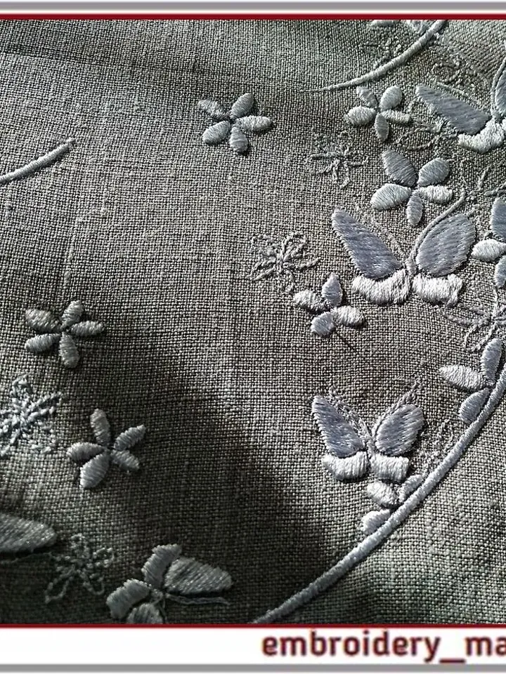 Flowers and butterflies monochrome embroidery designs