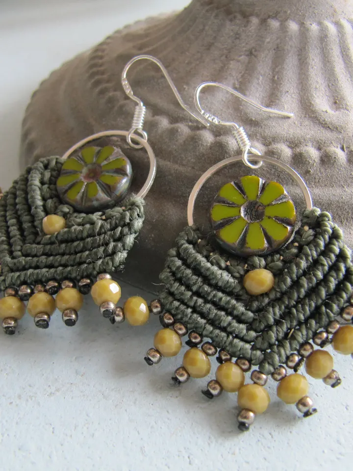 Macrame Earrings, Boho Chic Macrame Earrings, Handmade Macrame Earrings, Boho Earrings, Gipsy Earrings, Gift for Women, Hippie