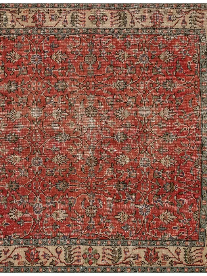Add a Touch of Bohemian Elegance with this Stunning Red Turkish Rug