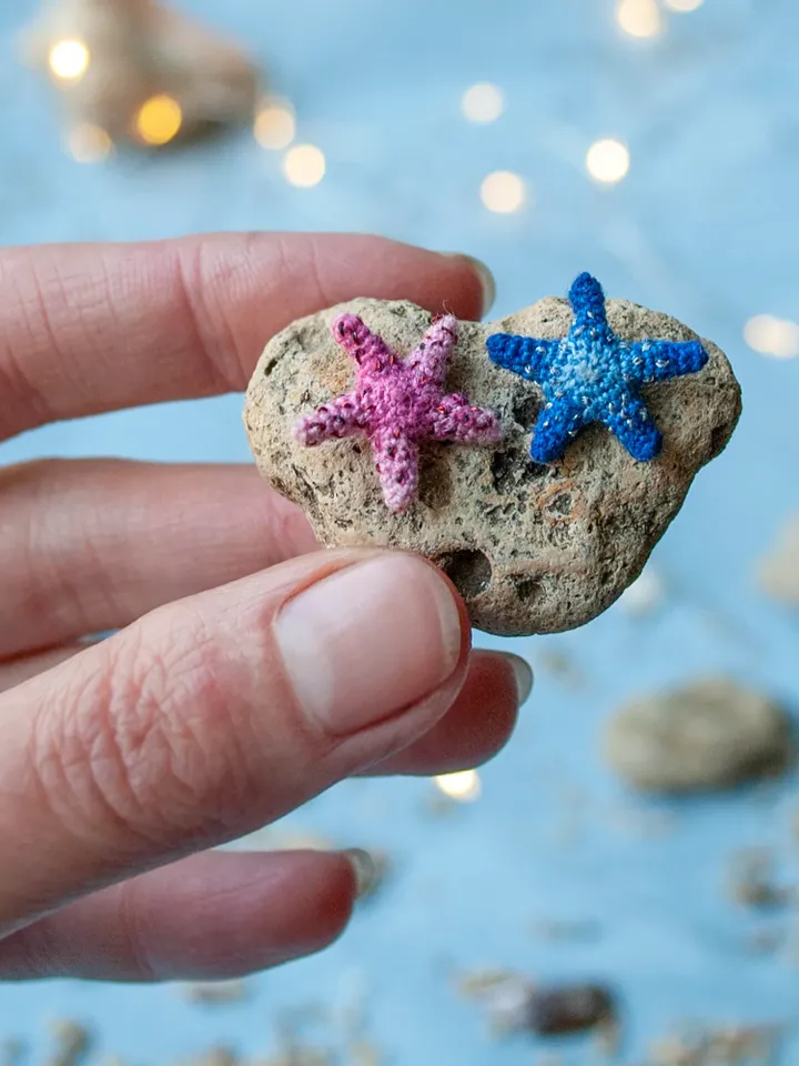 Miniature colorful STARFISH, Tiny crochet sea animals, Micro Starfish amigurumi, Nautical decor for dollhouse or diorama